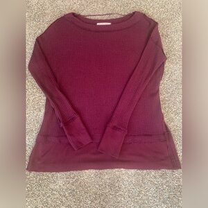 We the Free People, Top Maroon Shirt North Shore Waffle Knit
